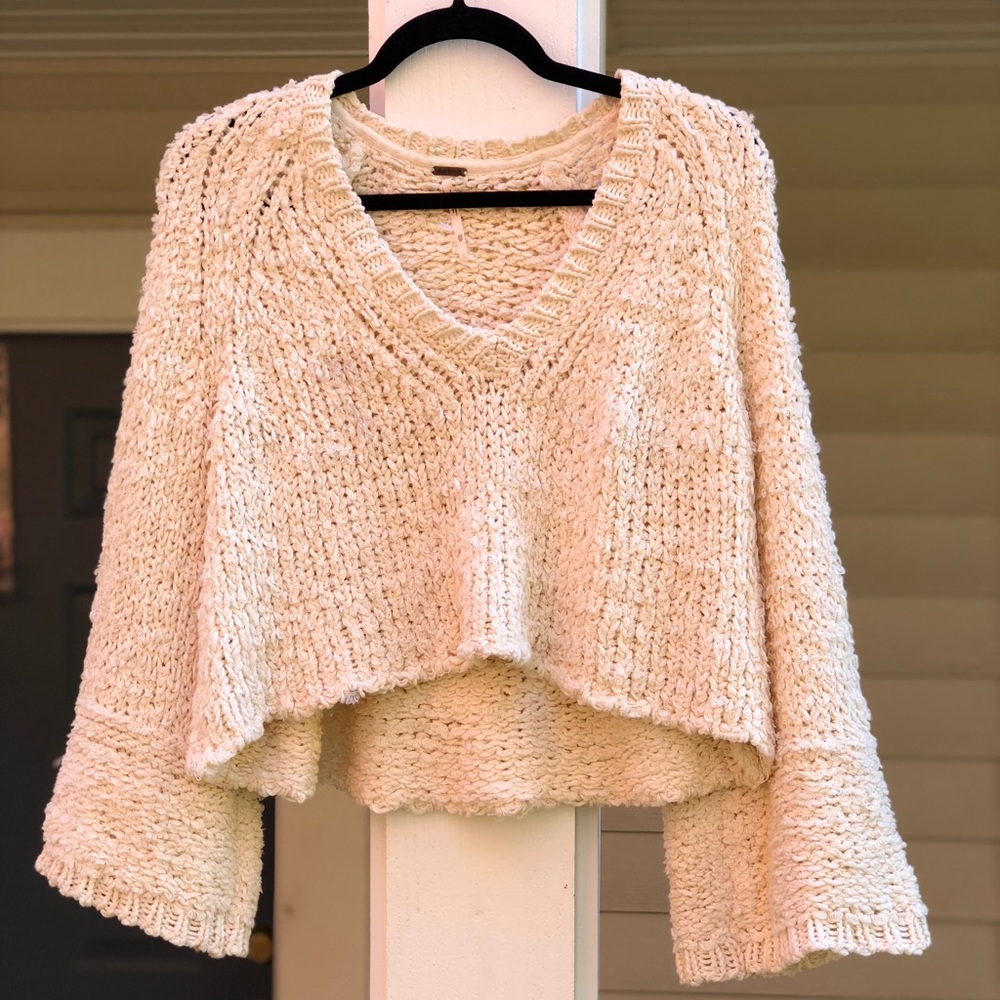 cropped Free People bell-sleeve sweater